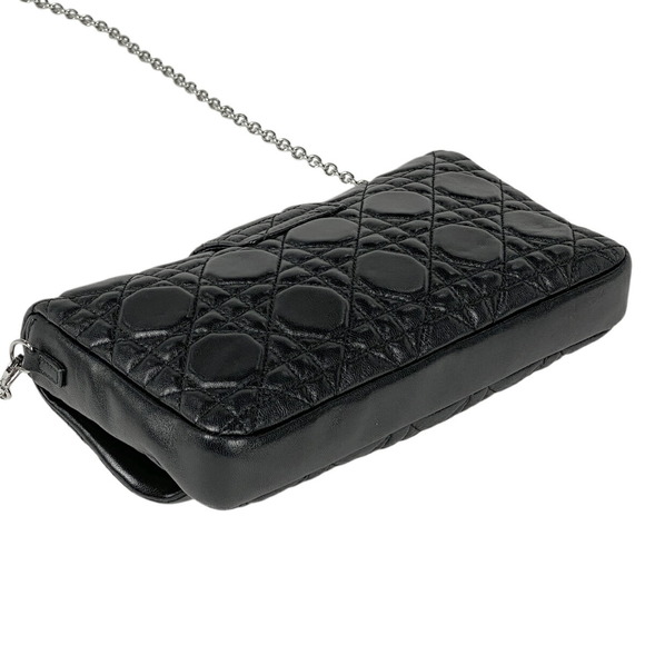 Dior Black Leather Cannage Christian Shoulder Chain  Wallet - Picture 1 of 6